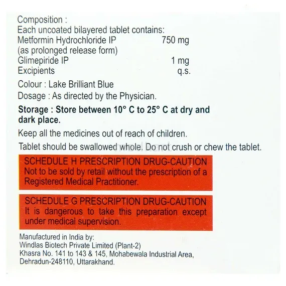 glimisave m 1/750mg tablet 15's